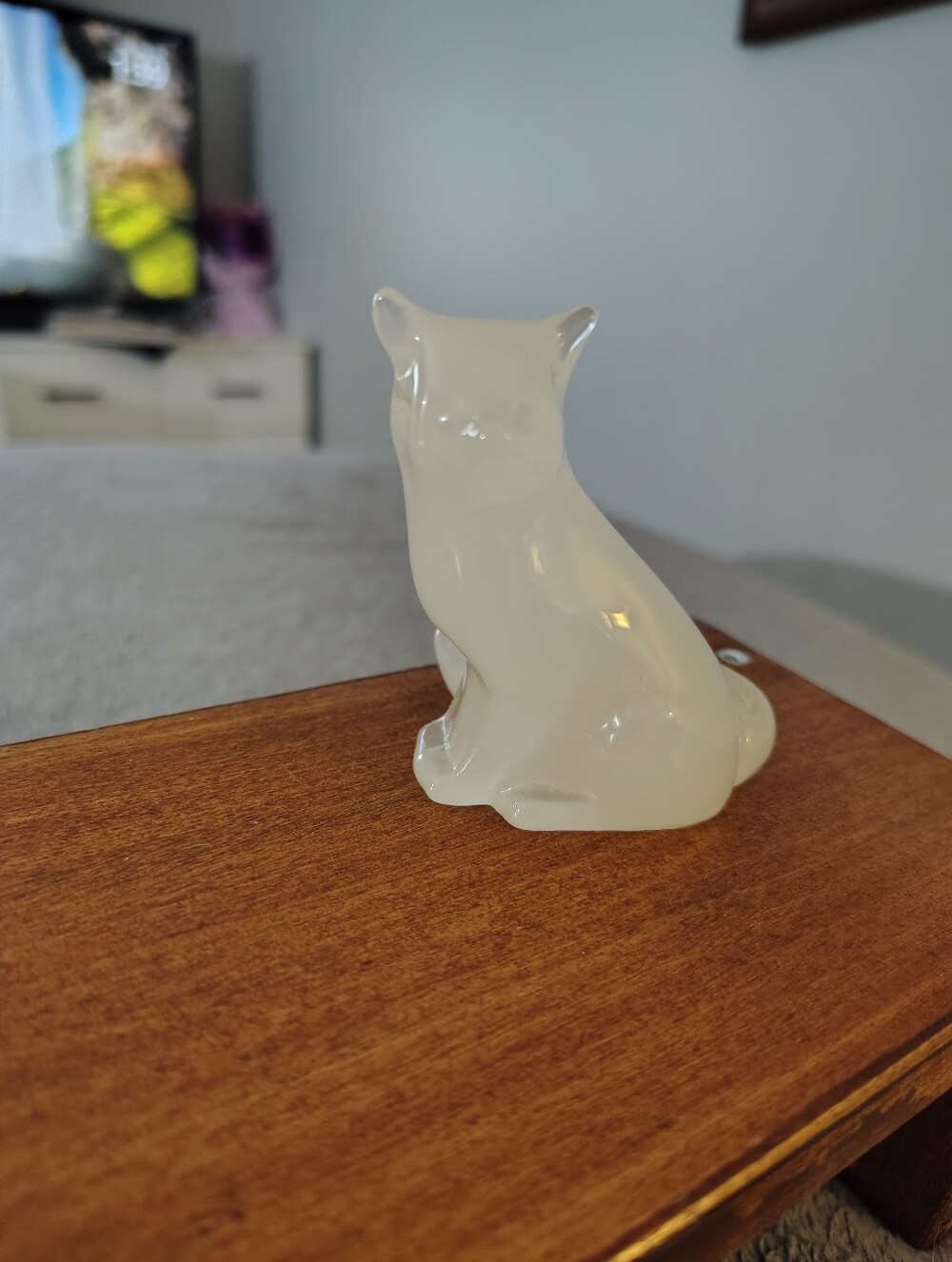 Vintage Opaline/Frosted Fox By Hadeland  Glassworks  Around 1970 Signed On The B
